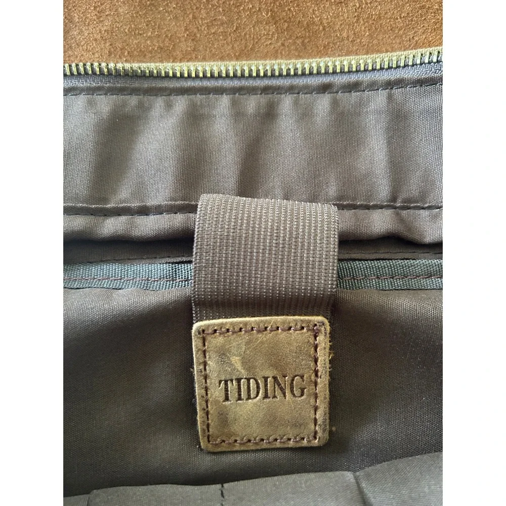 Tiding Messenger Bag Large Khaki Brown Waxed Canvas Leather Satchel Gorpcore